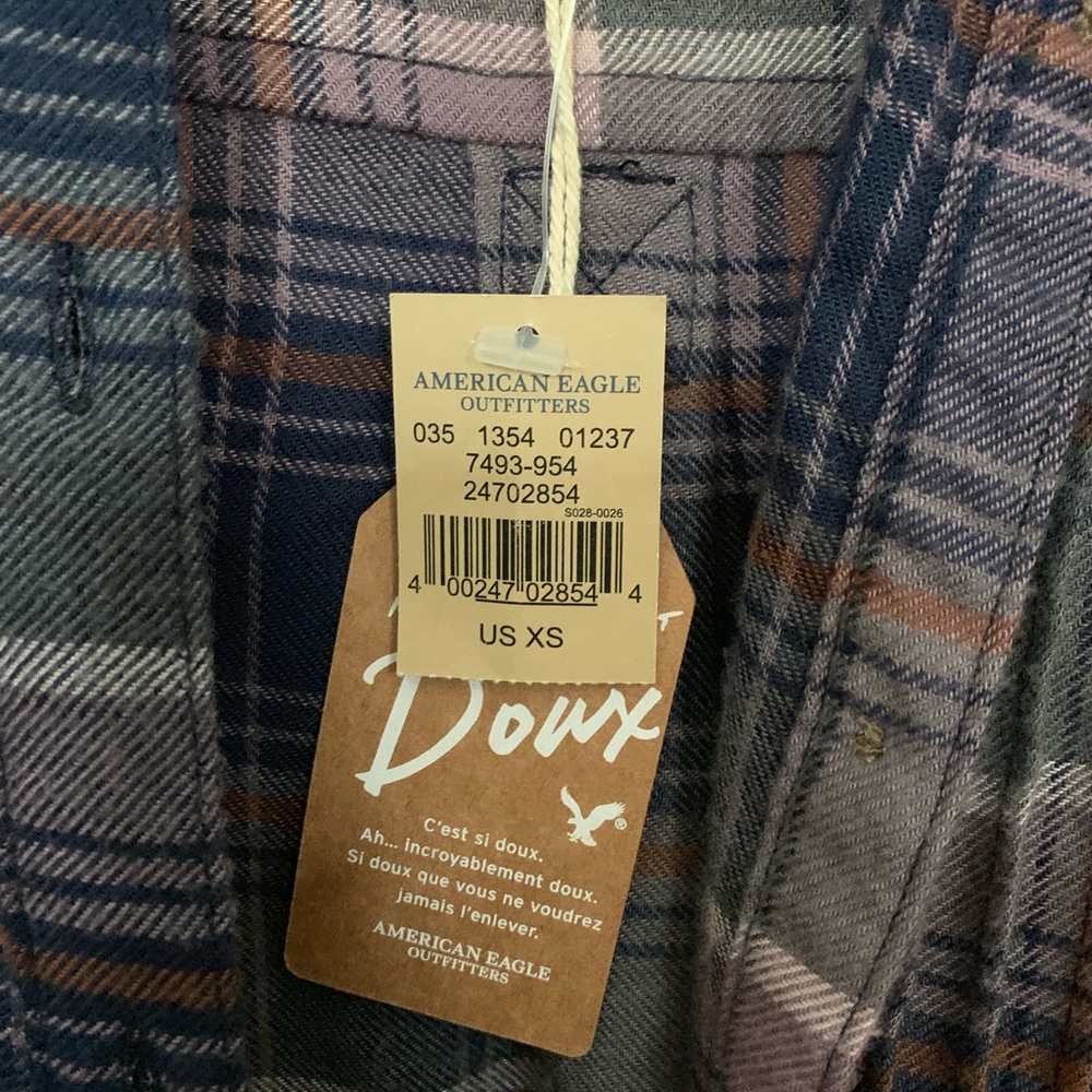 American Eagle Plaid Button Down Sz XS - Picture 5 of 8